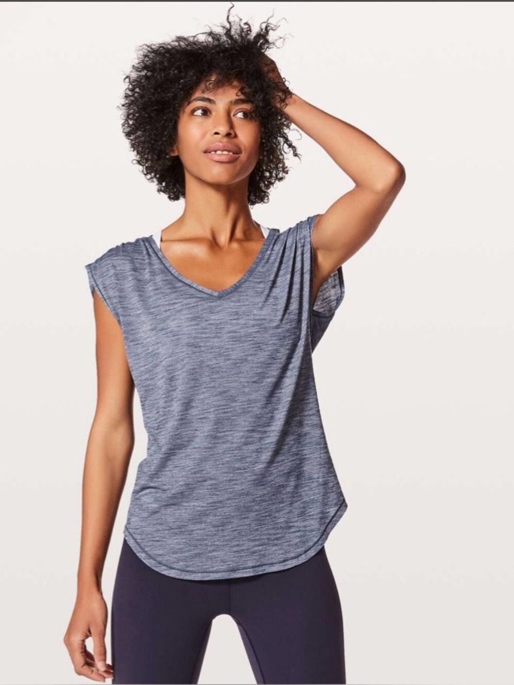 Lululemon Sweat Times blue Heathered tank top size 8, light and breathy